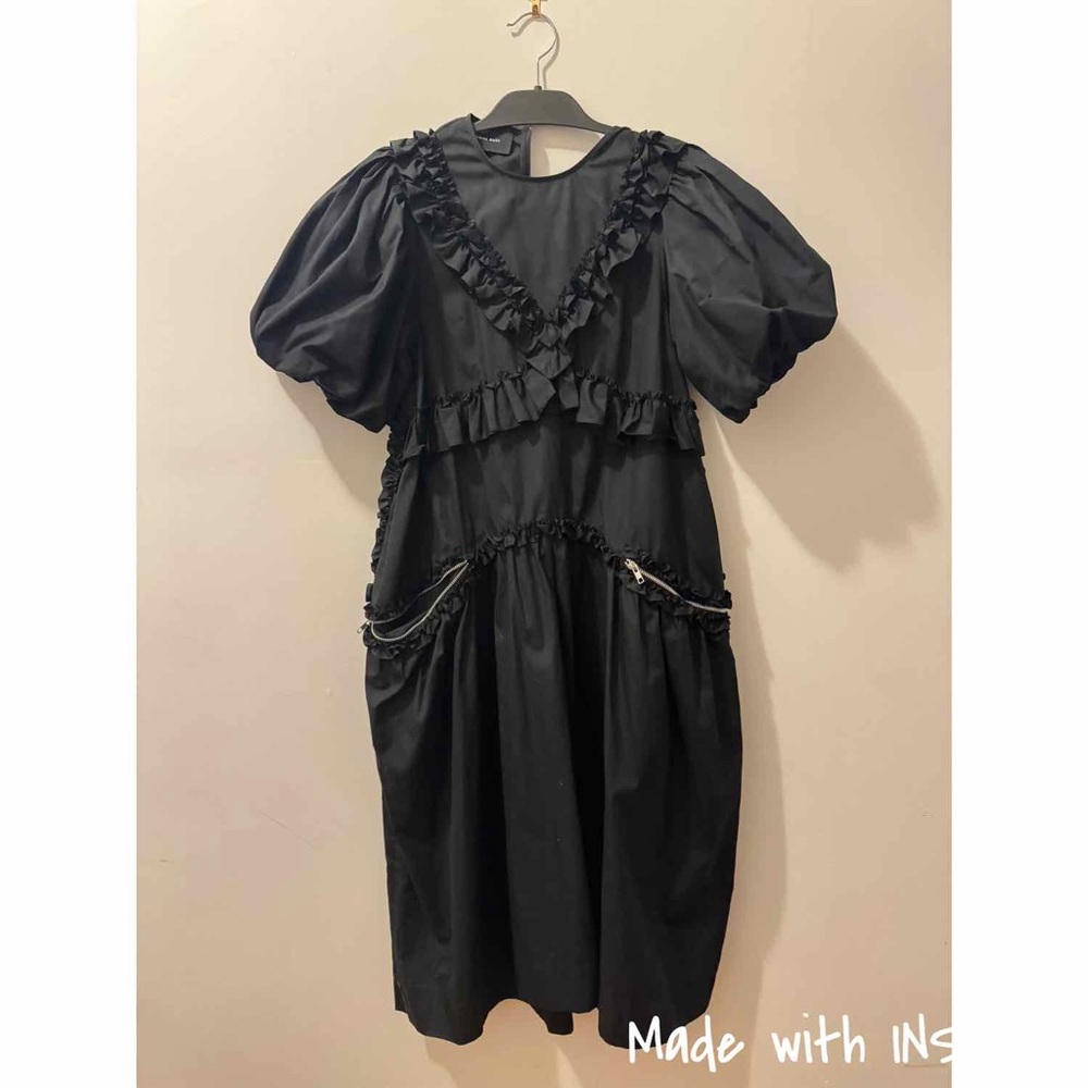 Simone Rocha Black Ruffled Dress with Puff Sleeves